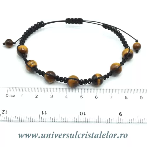 Bratara ochi de tigru rotunda - 8 mm cu snur reglabil Bratara ochi de tigru rotunda - 8 mm cu snur reglabil