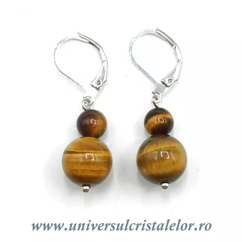 Cercei ochi de tigru rotund-10mm m03 Cercei ochi de tigru rotund-10mm m03
