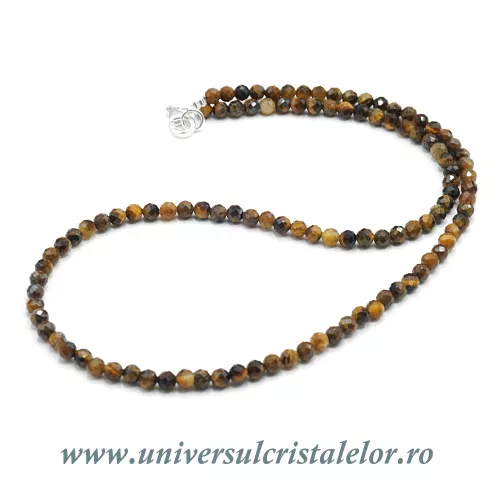 Colier ochi de tigru rotund fatetat - 4,2 mm Colier ochi de tigru rotund fatetat - 4,2 mm