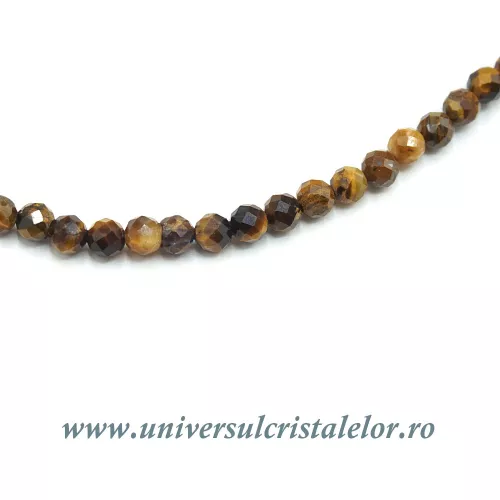 Colier ochi de tigru rotund fatetat - 4,2 mm Colier ochi de tigru rotund fatetat - 4,2 mm