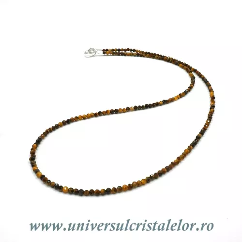 Colier ochi de tigru rotund fatetat - 2.5 mm Colier ochi de tigru rotund fatetat - 2.5 mm