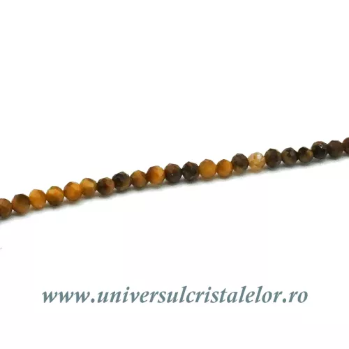 Colier ochi de tigru rotund fatetat - 2.5 mm Colier ochi de tigru rotund fatetat - 2.5 mm
