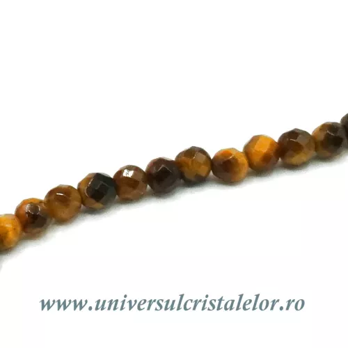 Colier ochi de tigru rotund fatetat - 4.5 mm Colier ochi de tigru rotund fatetat - 4.5 mm