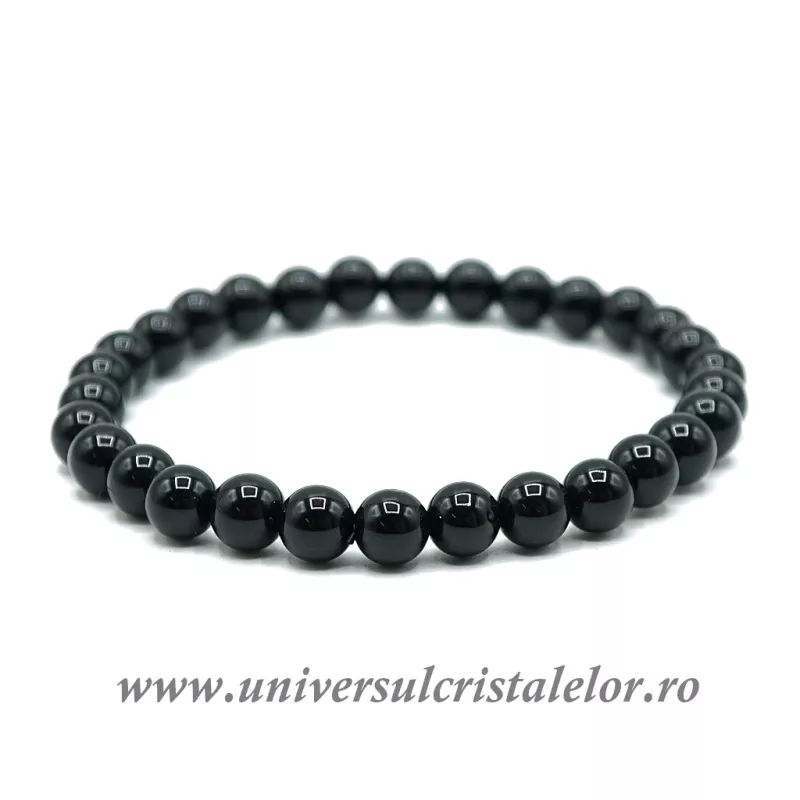 Bratara onix negru rotund - 6 mm