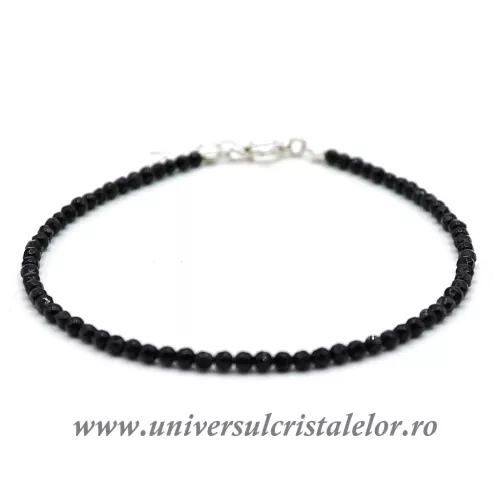 Bratara onix negru rotund fatetat - 2,5 mm