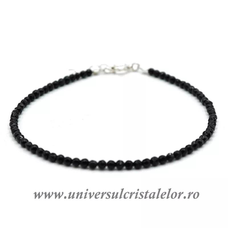 Bratara onix negru rotund fatetat - 3.4 mm