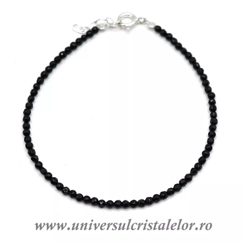Bratara onix negru rotund fatetat - 3.4 mm