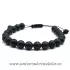 Bratara onix negru rotund - 8 mm cu snur reglabil