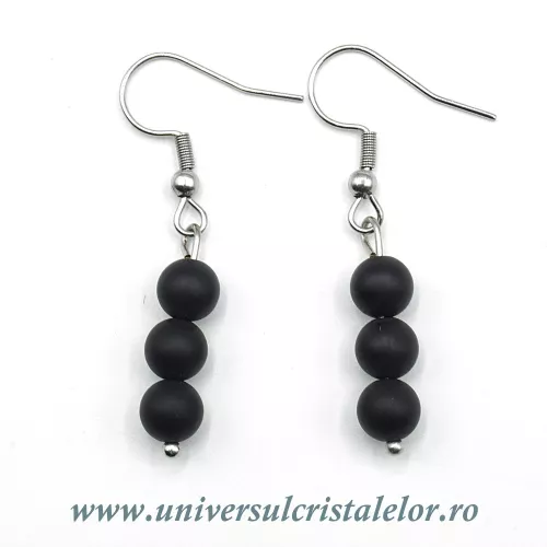 Cercei onix negru rotund - 6 mm  Cercei onix negru rotund - 6 mm