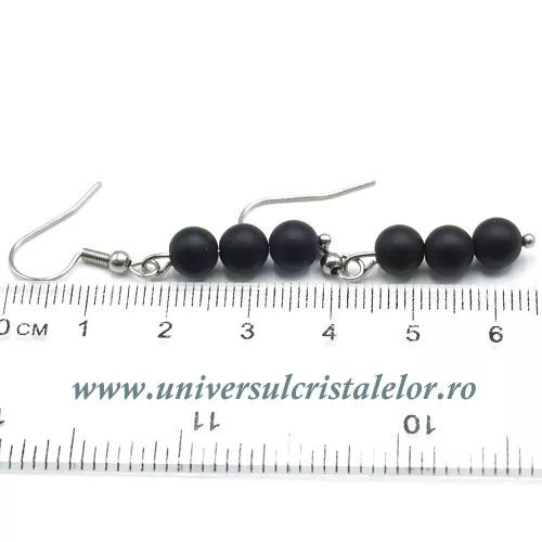 Cercei onix negru rotund - 6 mm  Cercei onix negru rotund - 6 mm