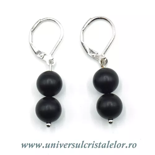 Cercei onix negru rotund - 8 mm  Cercei onix negru rotund - 8 mm