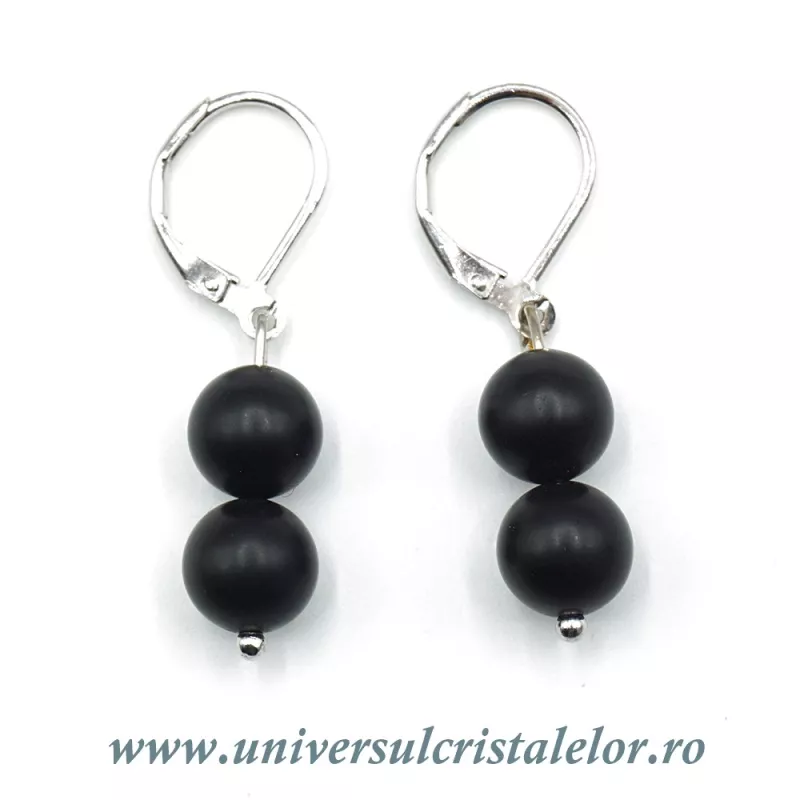 Cercei onix negru rotund - 8 mm Cercei onix negru rotund - 8 mm