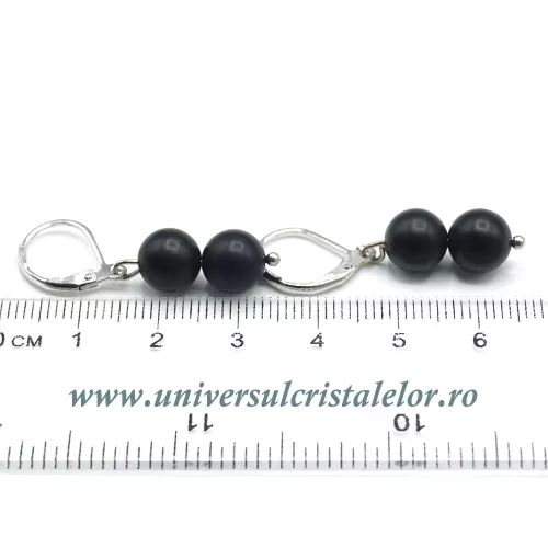 Cercei onix negru rotund - 8 mm  Cercei onix negru rotund - 8 mm