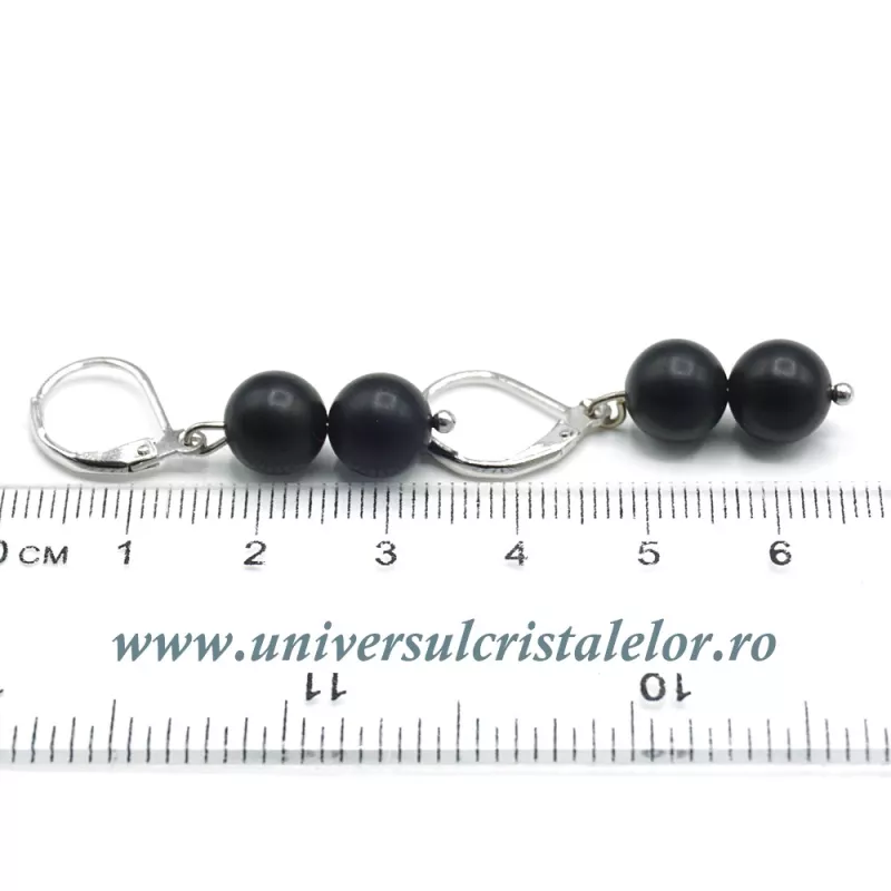 Cercei onix negru rotund - 8 mm Cercei onix negru rotund - 8 mm