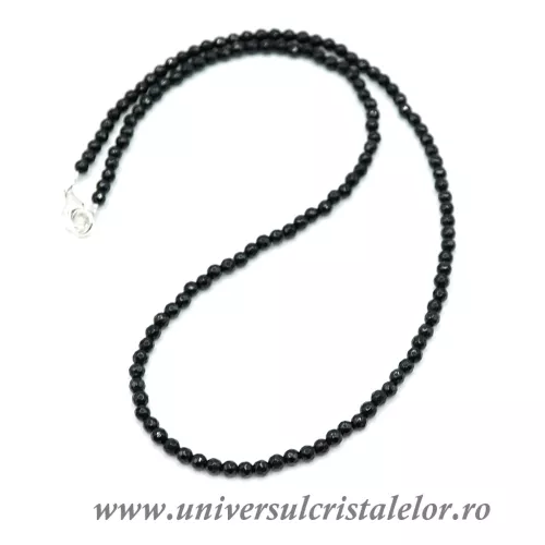 Colier onix negru rotund fatetat - 3.4 mm