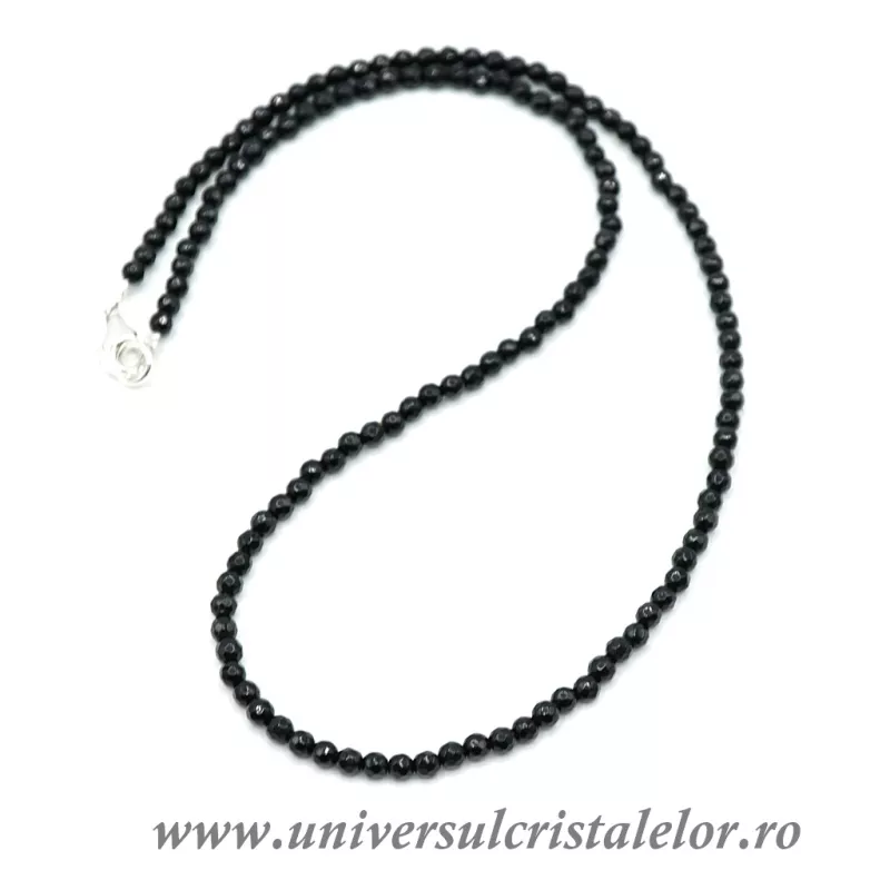 Colier onix negru rotund fatetat - 3.4 mm