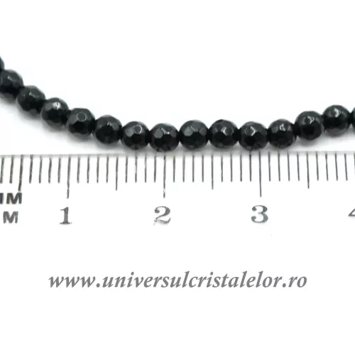 Colier onix negru rotund fatetat - 3.4 mm