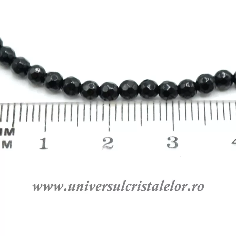 Colier onix negru rotund fatetat - 3.4 mm