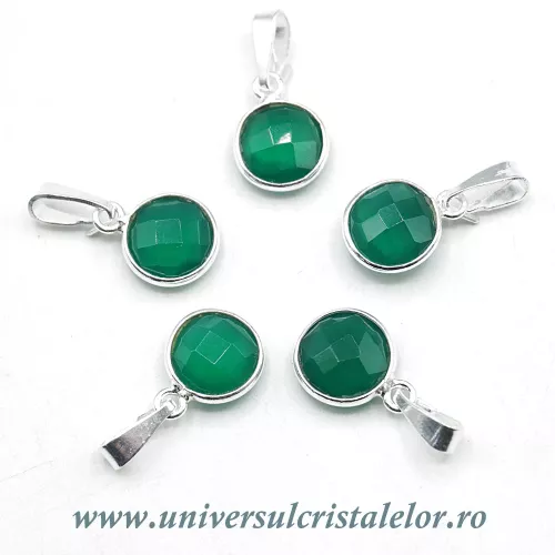 Pandantiv onix verde rotund fatetat - 9mm Pandantiv onix verde rotund fatetat - 9mm