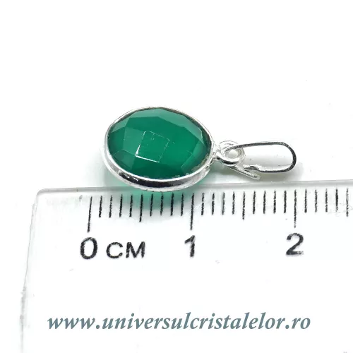 Pandantiv onix verde rotund fatetat - 11mm Pandantiv onix verde rotund fatetat - 11mm
