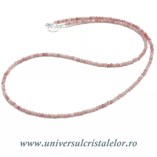 Colier opal roz rotund fatetat - 2 mm Colier opal roz rotund fatetat - 2 mm