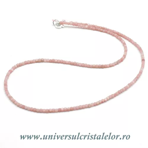 Colier opal roz cub fatetat - 2,5mm Colier opal roz cub fatetat - 2,5mm