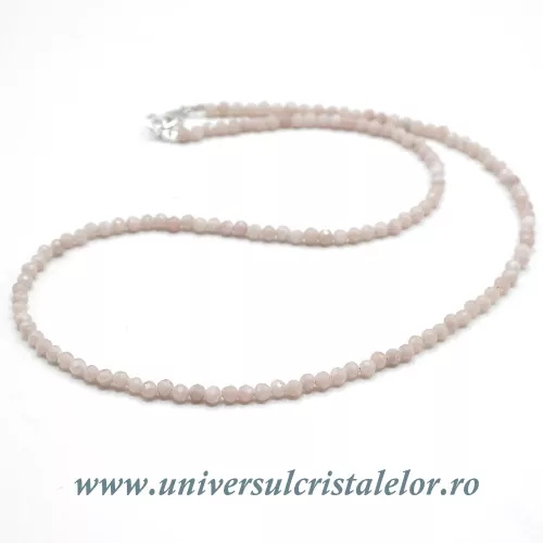 Colier opal roz rotund fatetat - 3,4 mm Colier opal roz rotund fatetat - 3,4 mm