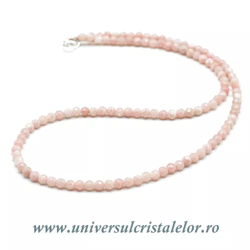 Colier opal roz rotund fatetat - 3.8 mm Colier opal roz rotund fatetat - 3.8 mm