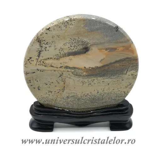 Piatra peisaj placa slefuita pe suport de lemn m1