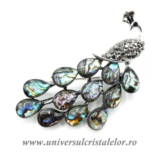 Brosa pandantiv abalone - paun