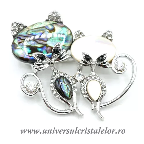 Brosa pandantiv abalone - pisica