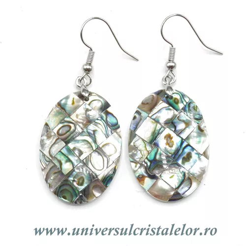 Cercei scoica paua (abalone) ovali