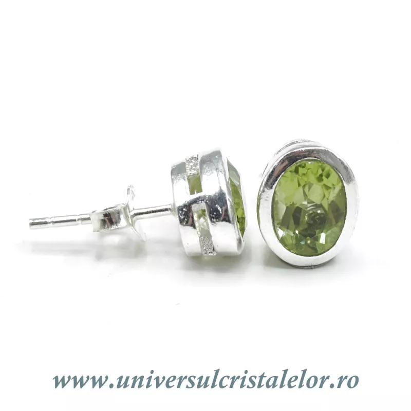 Cercei peridot fatetat oval Cercei peridot fatetat oval