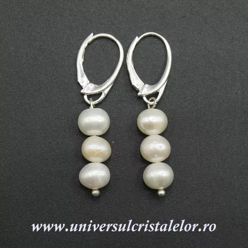 Cercei perle albe -6,5mm