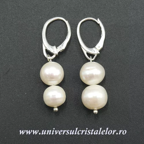 Cercei perle albe 9-9,5 mm Cercei perle albe 9-9,5 mm