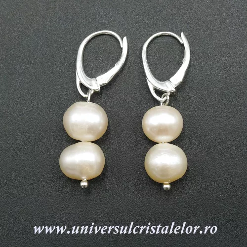 Cercei perle piersica 9-9,5 mm