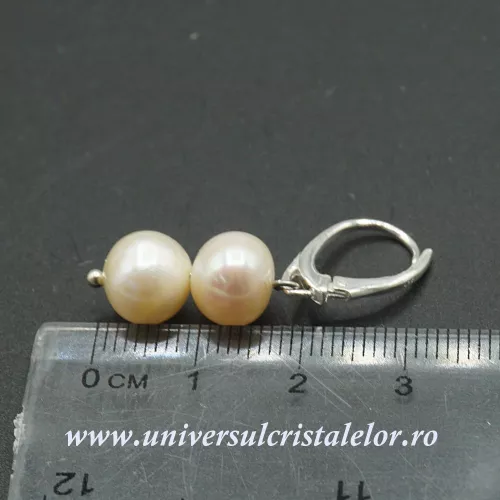Cercei perle piersica 9-9,5 mm