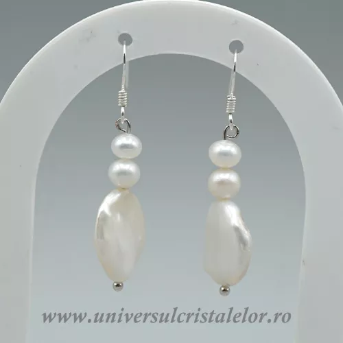 Cercei perle albe argint m2