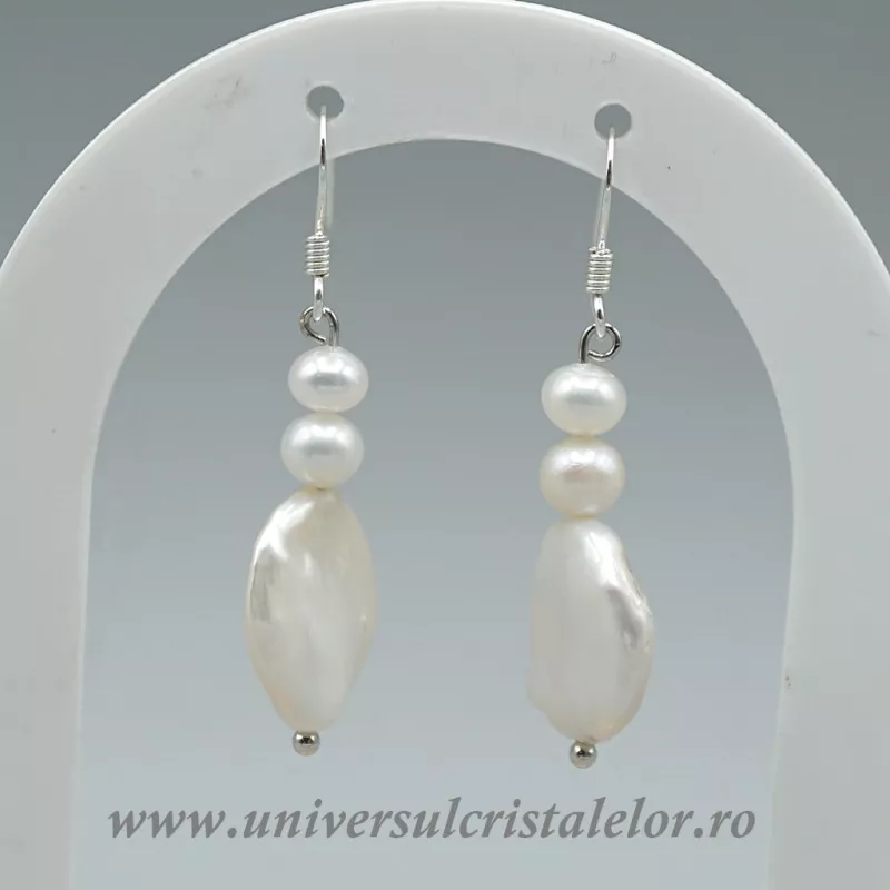 Cercei perle albe argint m2