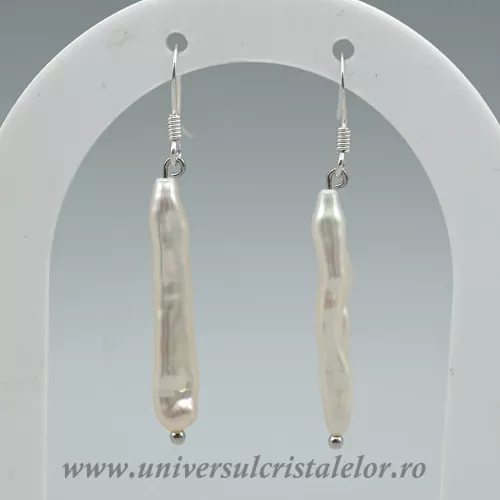 Cercei perle albe argint m3