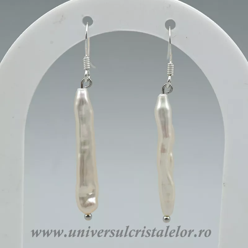 Cercei perle albe argint m3