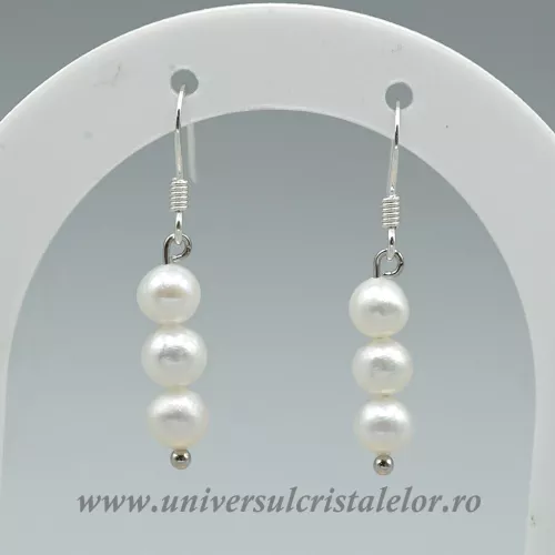 Cercei perle albe argint m1