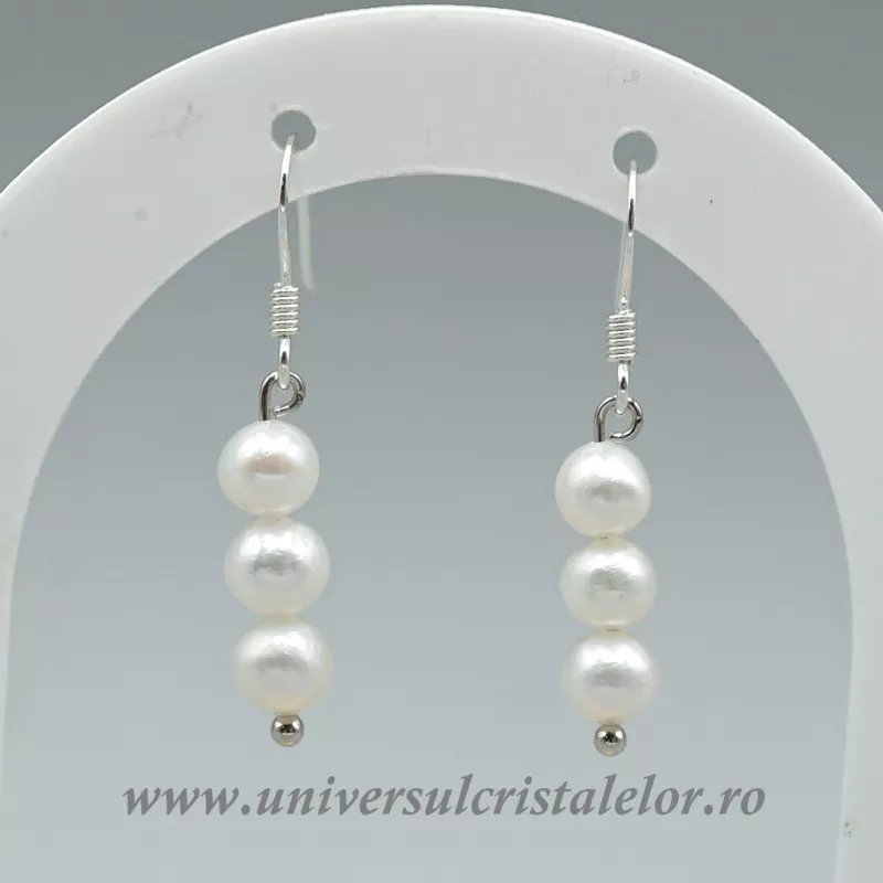 Cercei perle albe argint m1
