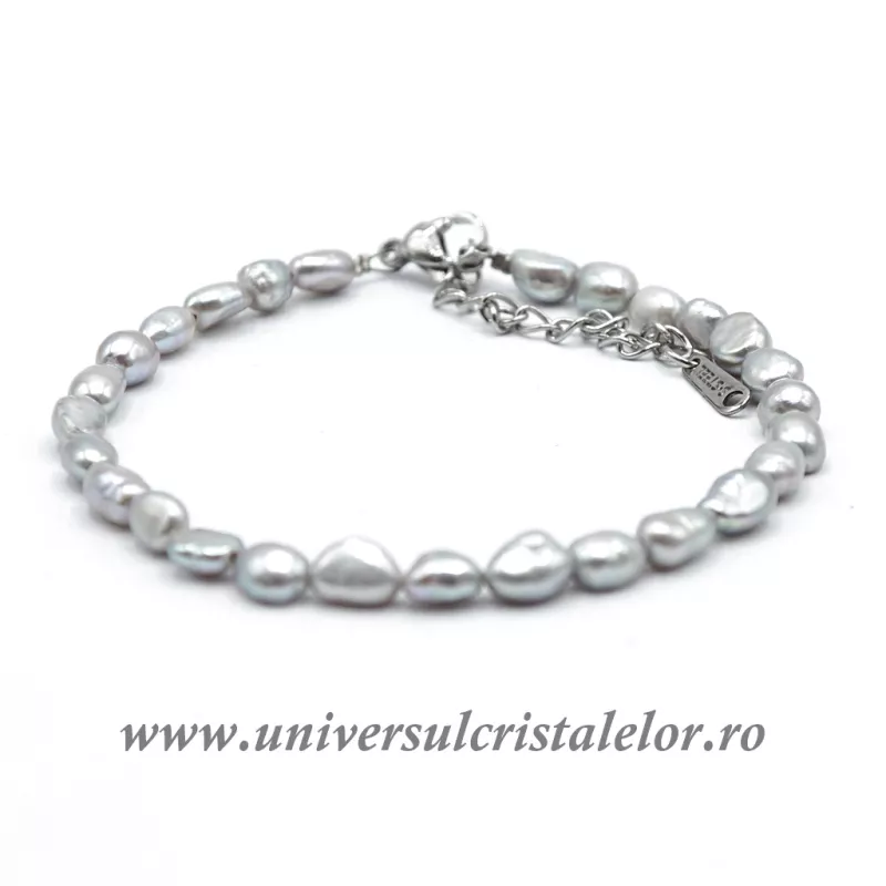 Bratara perle gri m03