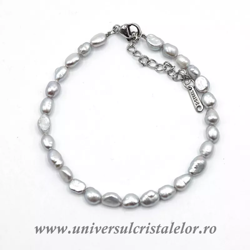 Bratara perle gri m03