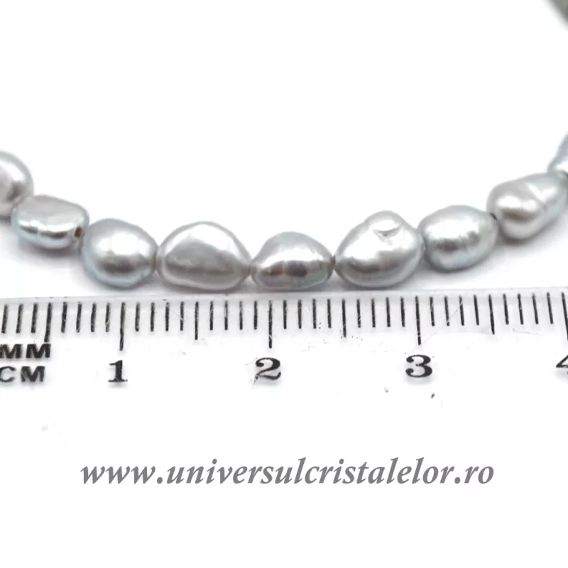 Bratara perle gri m03