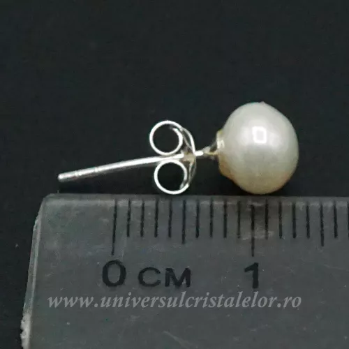 Cercei perle rotund tip surub 6 mm