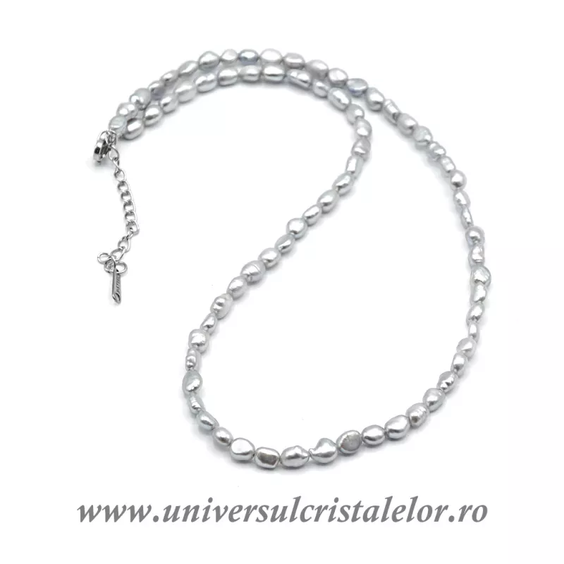 Colier perle gri m02