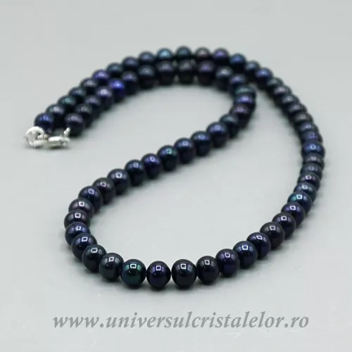 Colier perle naturale negre 7,5 mm