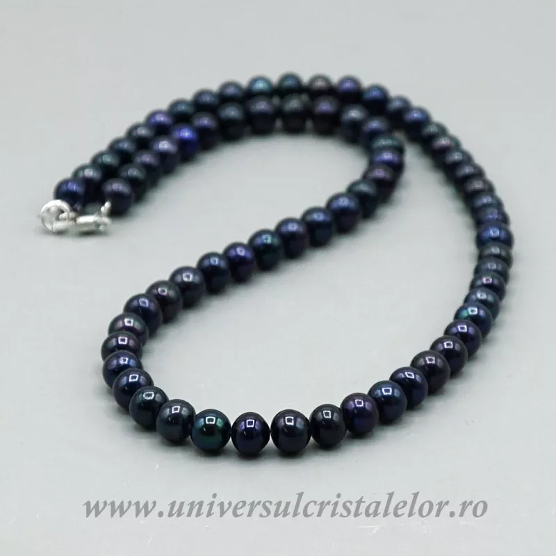 Colier perle naturale negre 7,5 mm